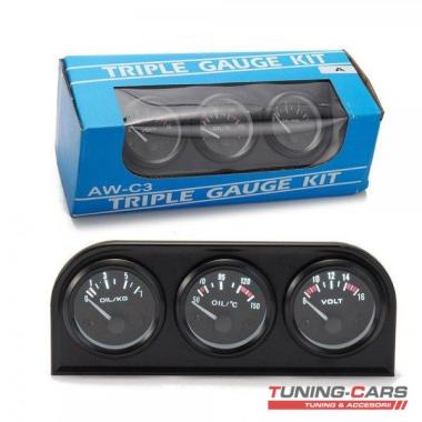 Ceas indicator Temperatura Ulei,  Presiune Ulei,  Volt TurboWorks DP-ZE-210